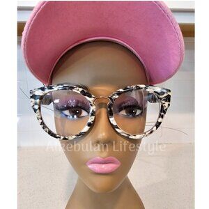 Women Oversized Blue Light Blocking Glasses - NEW - Black / White